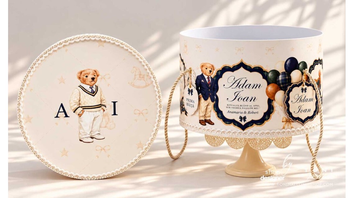 Set Prima Băiță după Botez Băiat – Paddington Bear London, stil Ralph Lauren 19